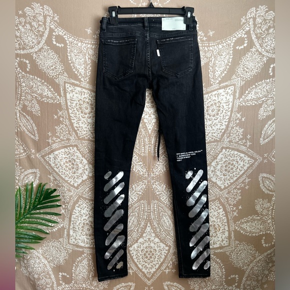 Off-White Denim - Off-White Black Spray Paint Mod Skinny Jeans
